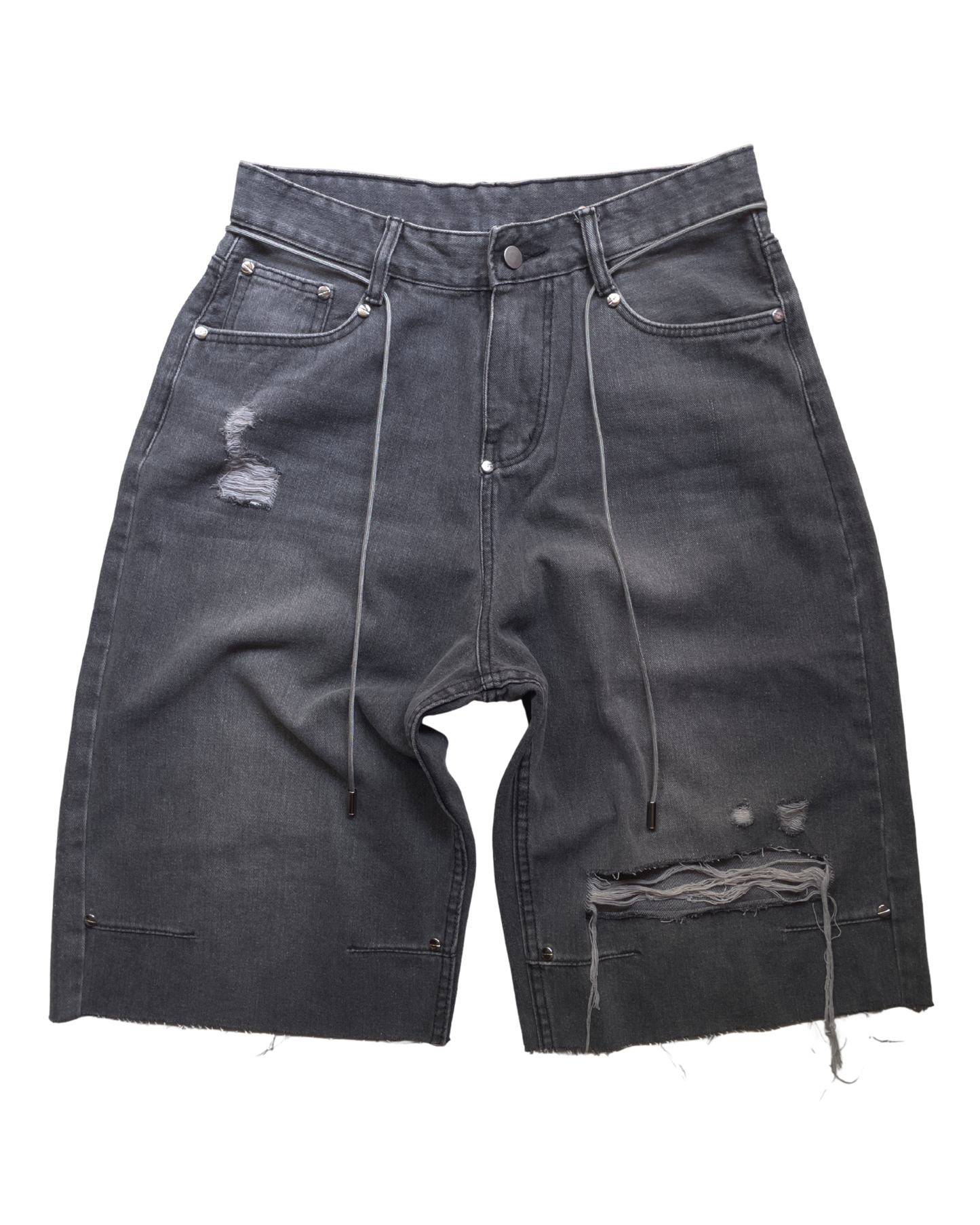 PISTOL ASH GREY DESTROYED BAGGY CAPRI