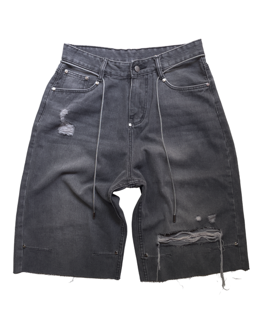 PISTOL ASH GREY DESTROYED BAGGY CAPRI