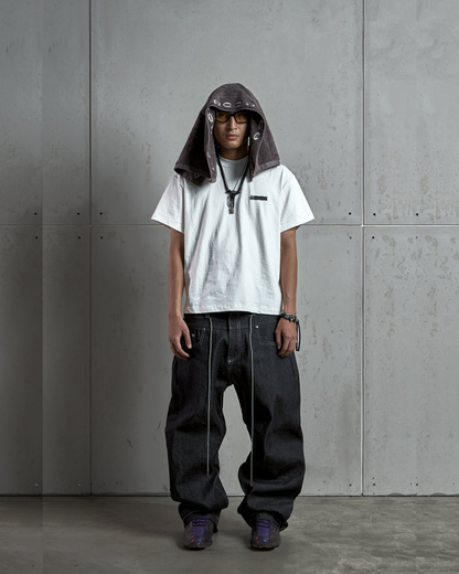 PISTOL BLACK NOIR RAW BAGGY JEANS