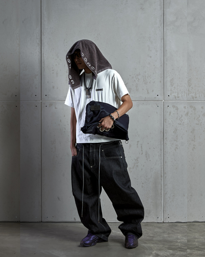 PISTOL BLACK NOIR RAW BAGGY JEANS