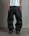 PISTOL BLACK NOIR RAW BAGGY JEANS