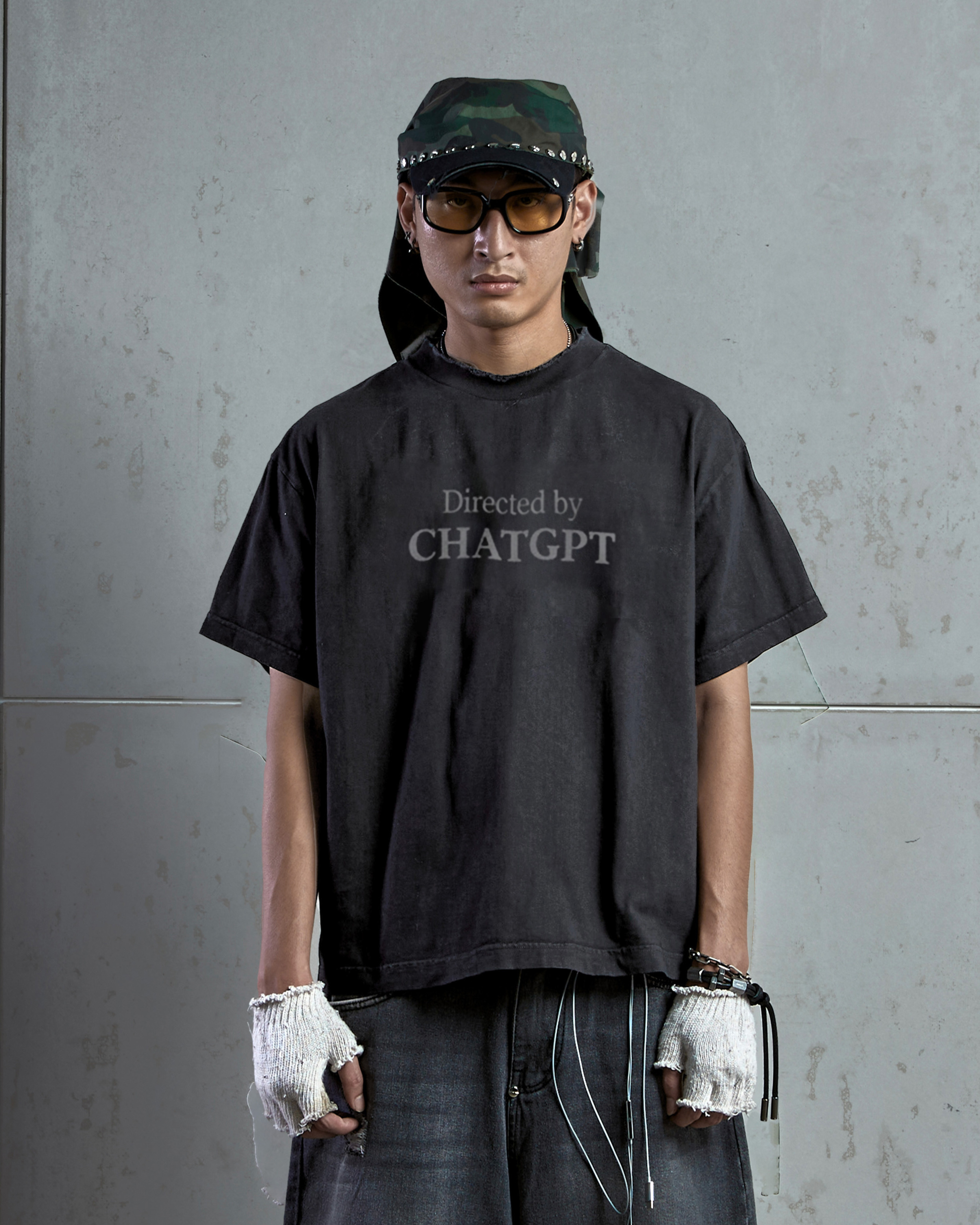 ACP "CHATGPT" BLACK WASHED BOXY T-SHIRT