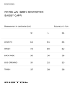 PISTOL ASH GREY DESTROYED BAGGY CAPRI