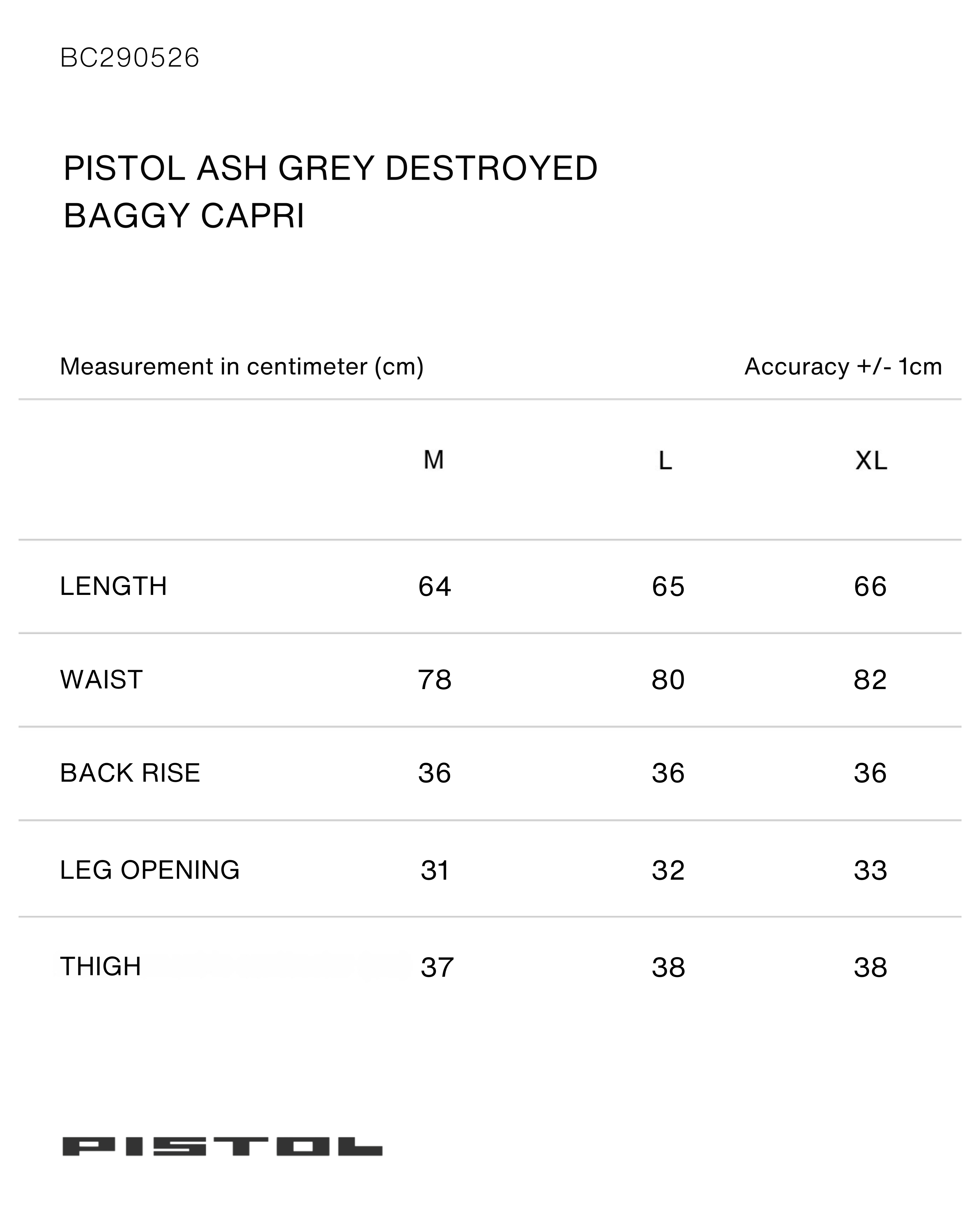 PISTOL ASH GREY DESTROYED BAGGY CAPRI