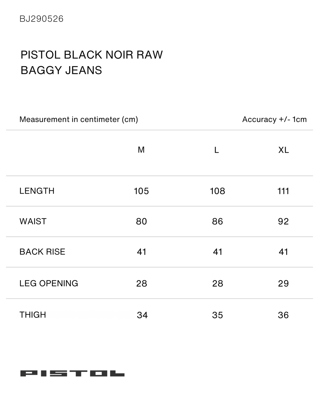 PISTOL BLACK NOIR RAW BAGGY JEANS