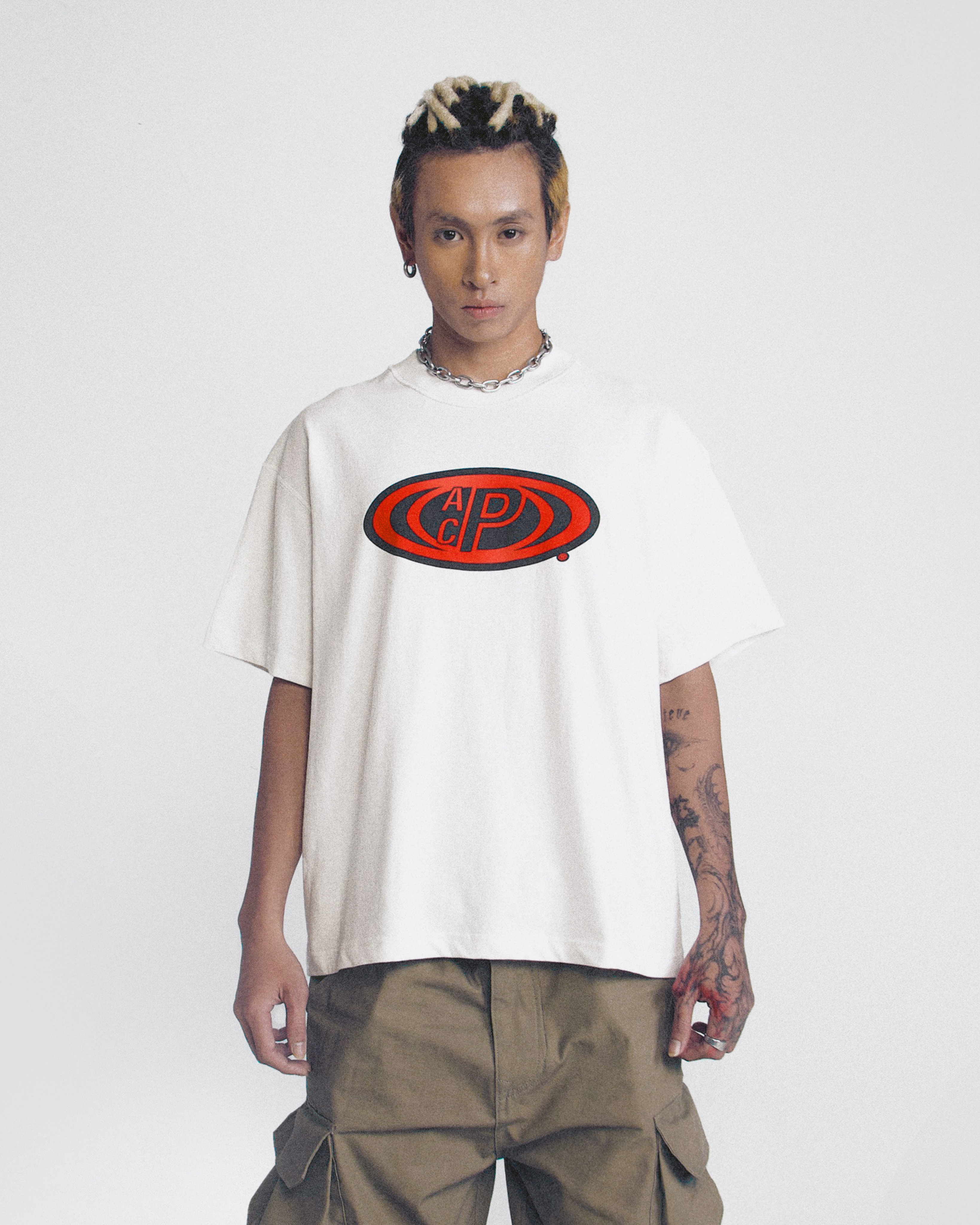 ACP "CYCLONE" WHITE BOXY T-SHIRT